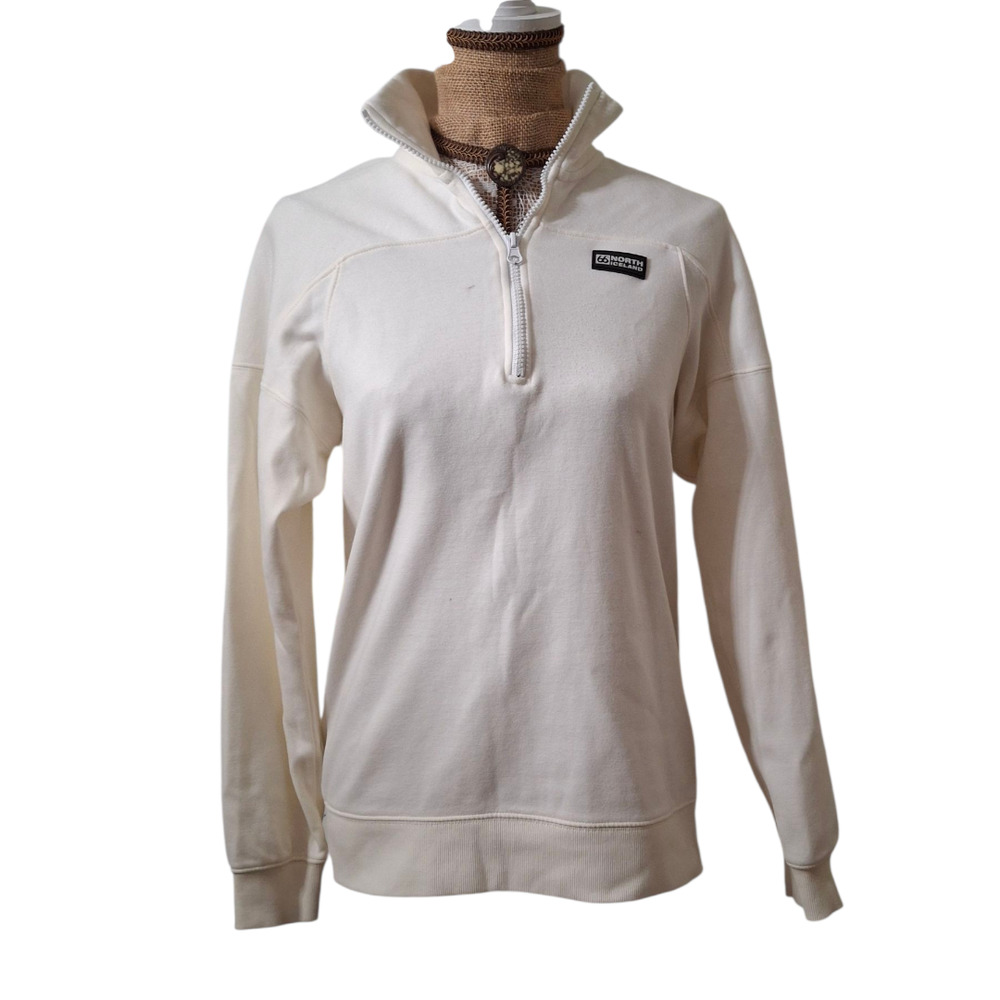 66° North Iceland Logn White Sweatshirt Women's XL 1/4 Zip Fleece Lined XS - Picture 2 of 7